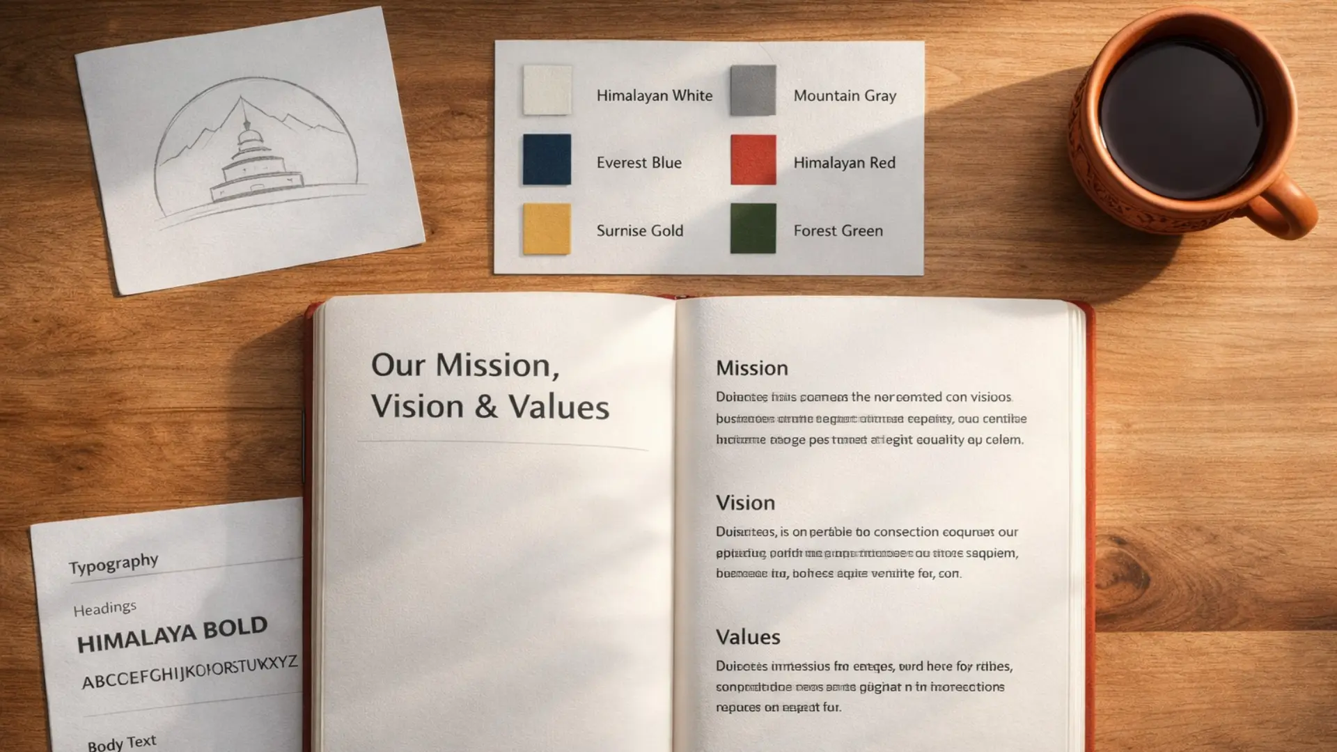 Brand strategy foundation elements for Nepal business — mission vision values branding
