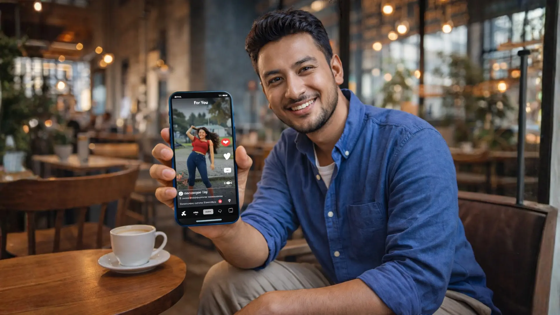 Young Nepali business owner using Instagram Reels for social media marketing