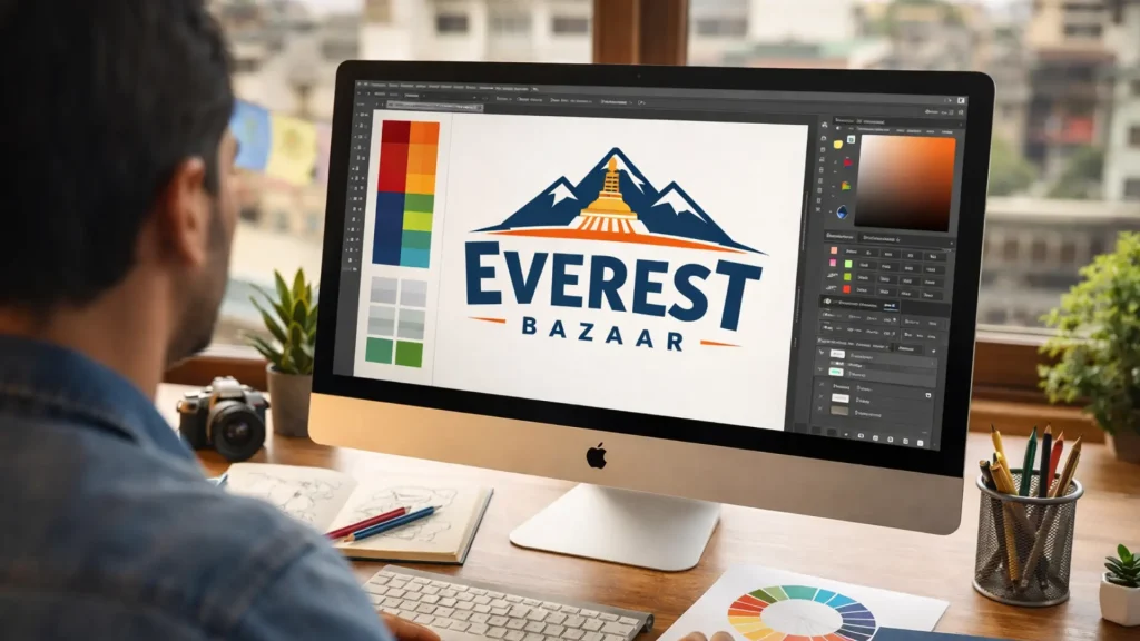 Professional graphic designer creating brand identity for a Nepal business — Tech Babal Kathmandu