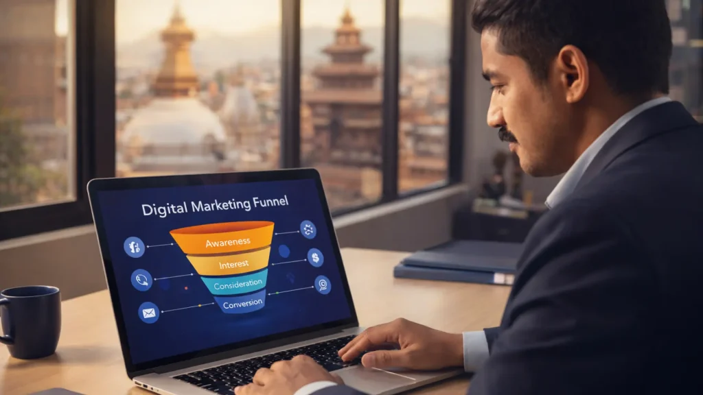 Business owner in Kathmandu building a digital marketing strategy — Tech Babal Nepal