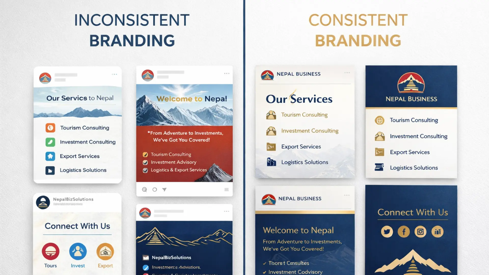 Complete brand identity design for a Nepal business showing logo, colours, typography and stationery — Tech Babal branding services